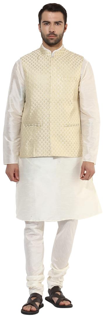 Kisah Men s Benarasi Cotton Silk Self Design Waistcoat with Kurta and Churidar Set
Kisah Men s Benarasi Cotton Silk Self Design Waistcoat with Kurta and Churidar Set