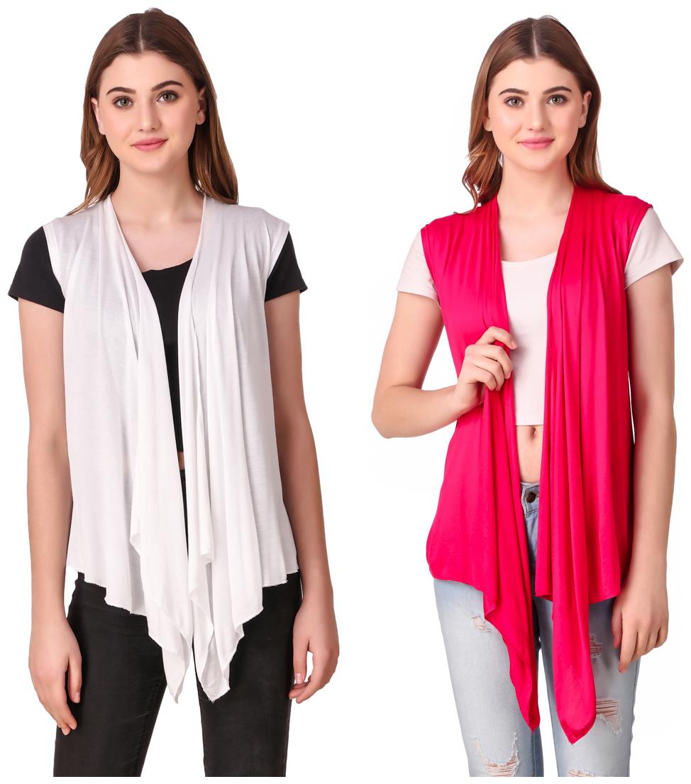 Krishty Trading Women Shrug - White Pink 
Krishty Trading Women Shrug - White Pink