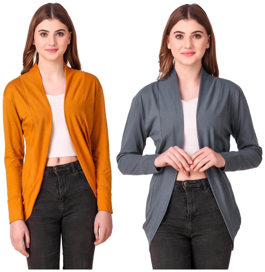Krishty Trading Women Shrug - Yellow Grey 
Krishty Trading Women Shrug - Yellow Grey