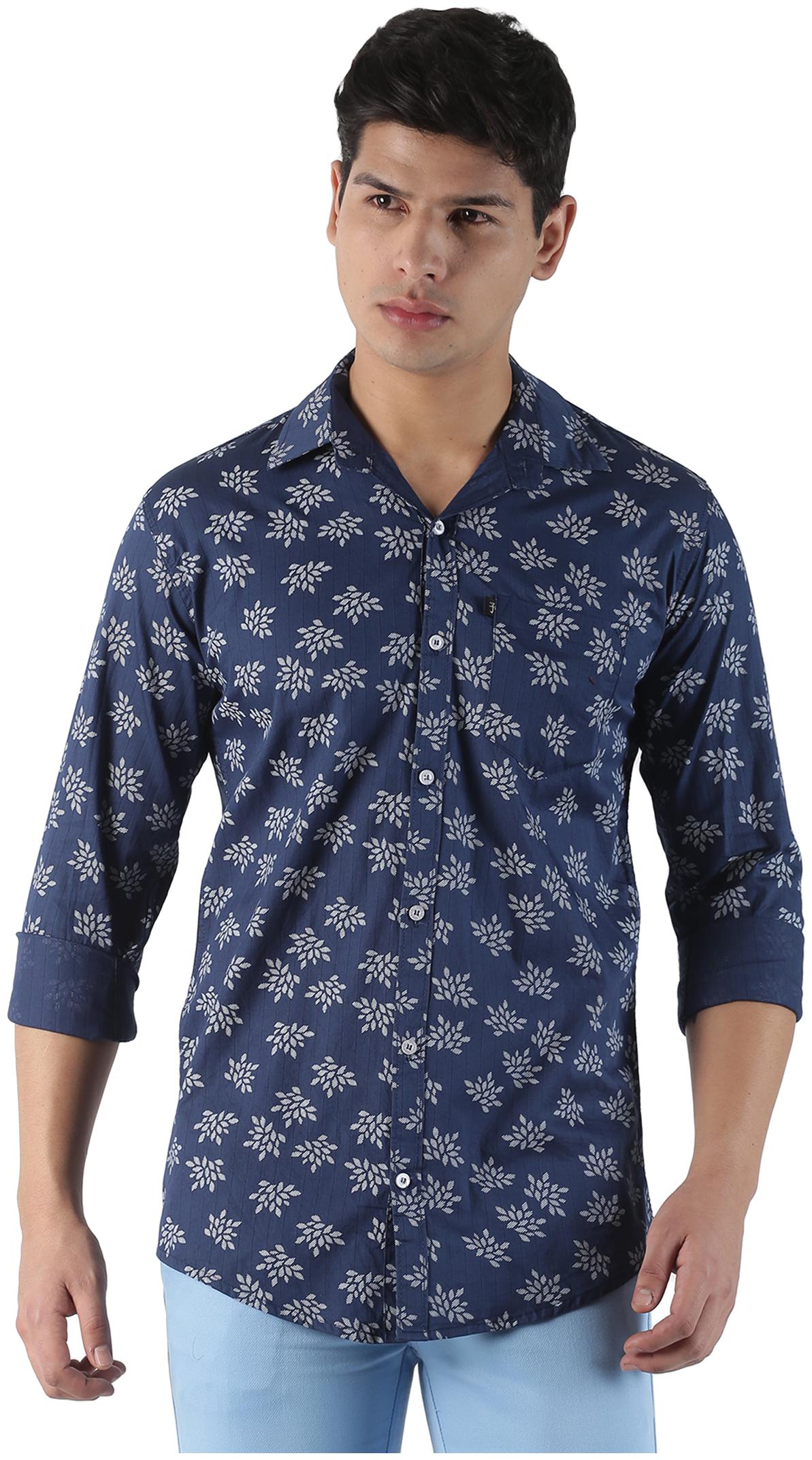 LEVIZO Men Blue Floral Regular Fit Casual Shirt