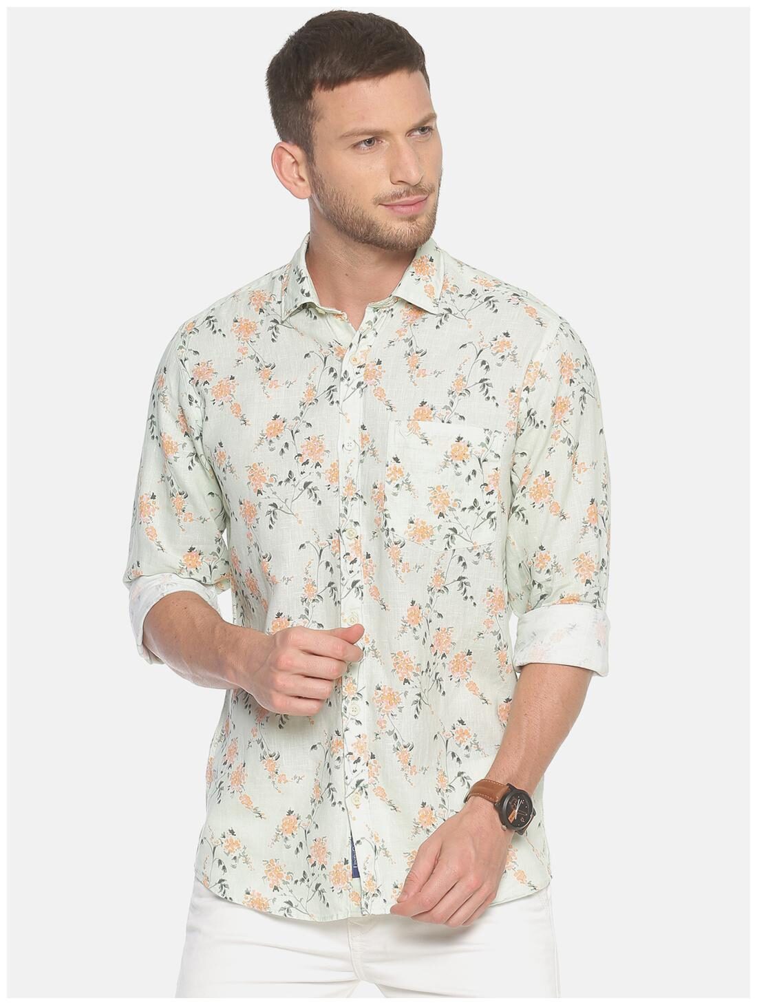 Linen Club Men Green Printed Regular Fit Casual Shirt 
Linen Club Men Green Printed Regular Fit Casual Shirt