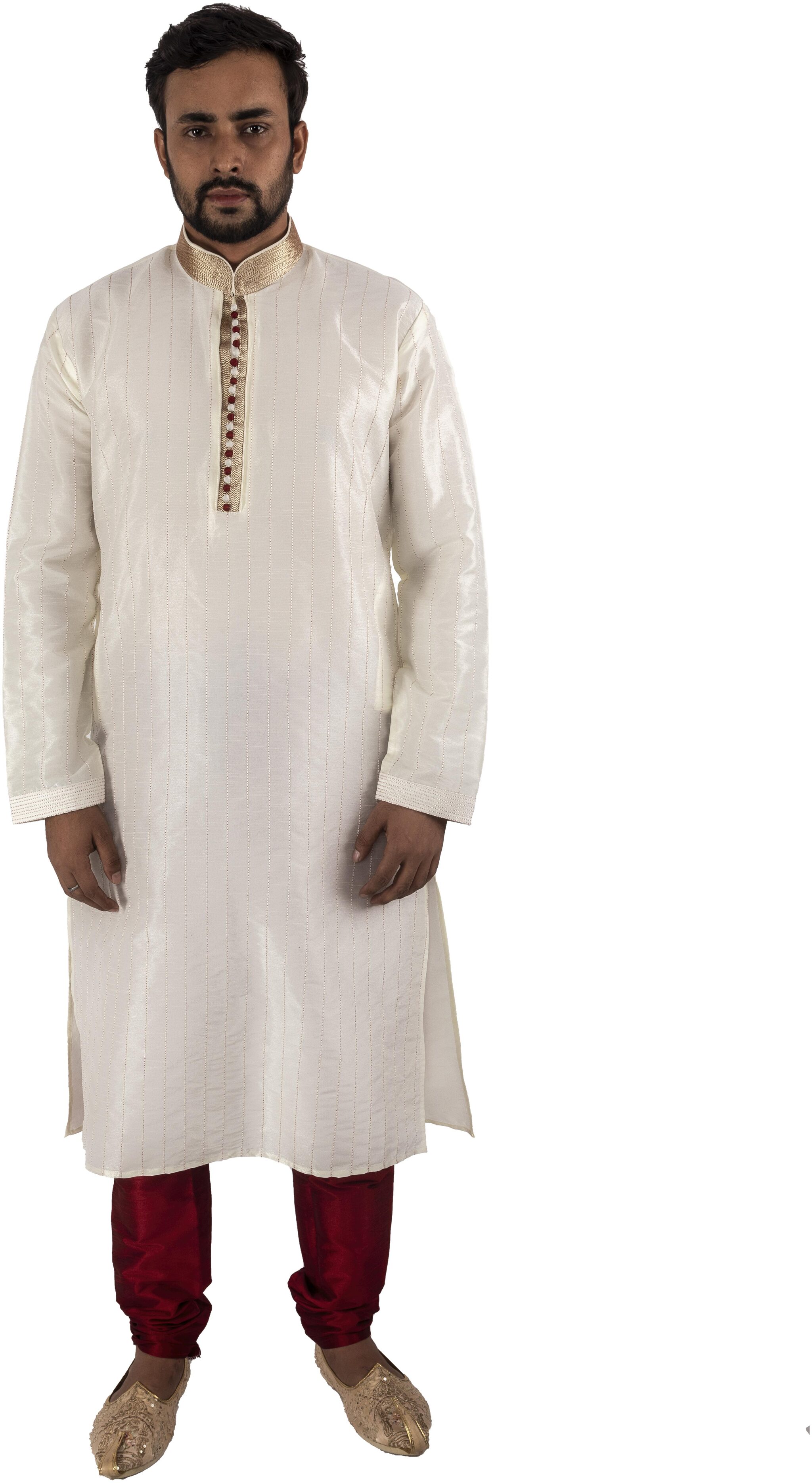 Maharaja Raw Silk Embroidered Festive Kurta Pyjama Set in White for Men MSKP058--42
Maharaja Raw Silk Embroidered Festive Kurta Pyjama Set in White for Men MSKP058--42