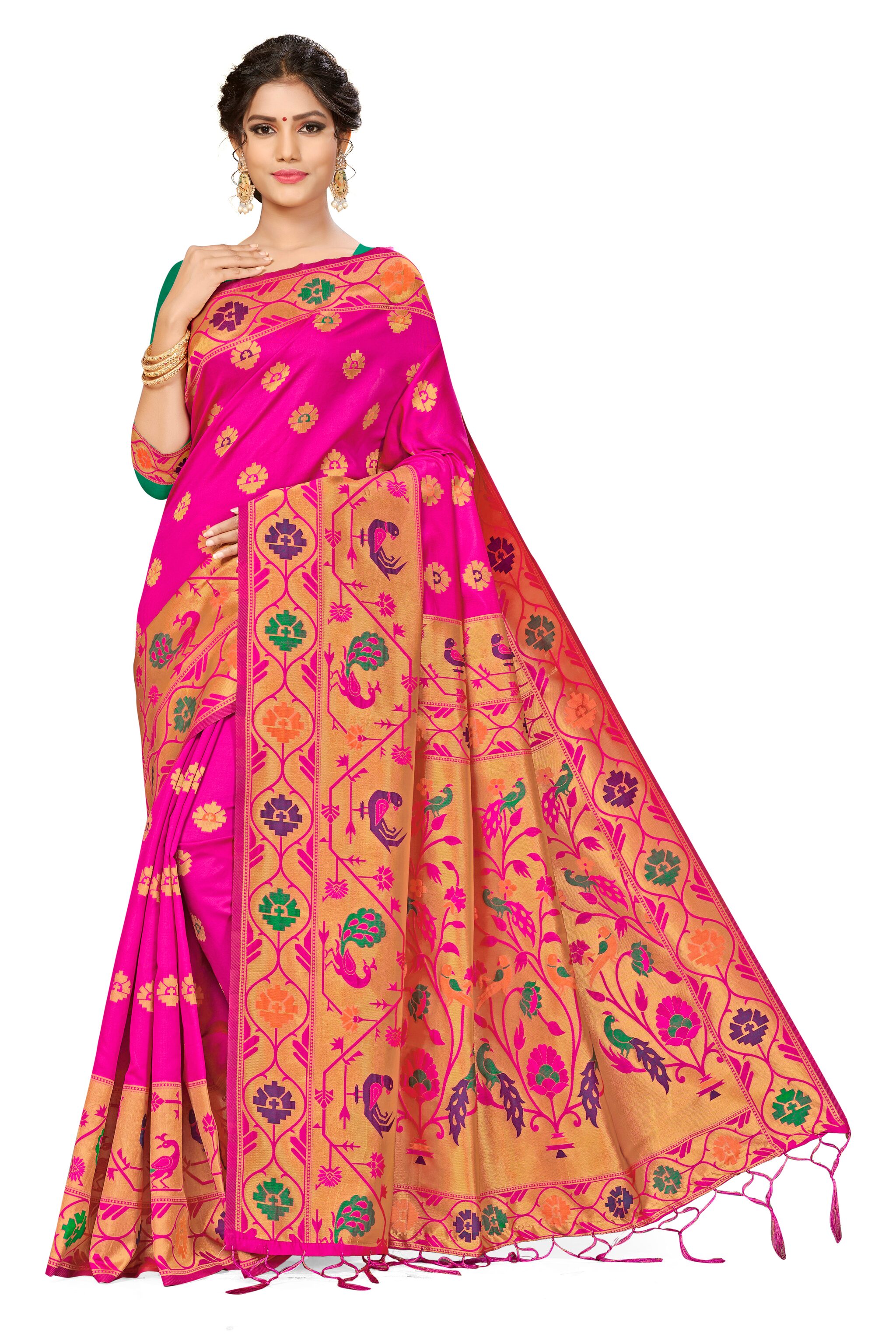 MANVAA Silk Woven Pink Color Regular Saree With Blouse 
MANVAA Silk Woven Pink Color Regular Saree With Blouse