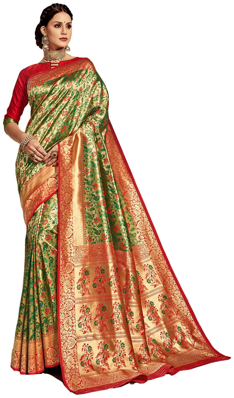 Matindra Enterprise Women s Pure Silk Party Wear Saree With Blouse(Green) 
Matindra Enterprise Women s Pure Silk Party Wear Saree With Blouse(Green)