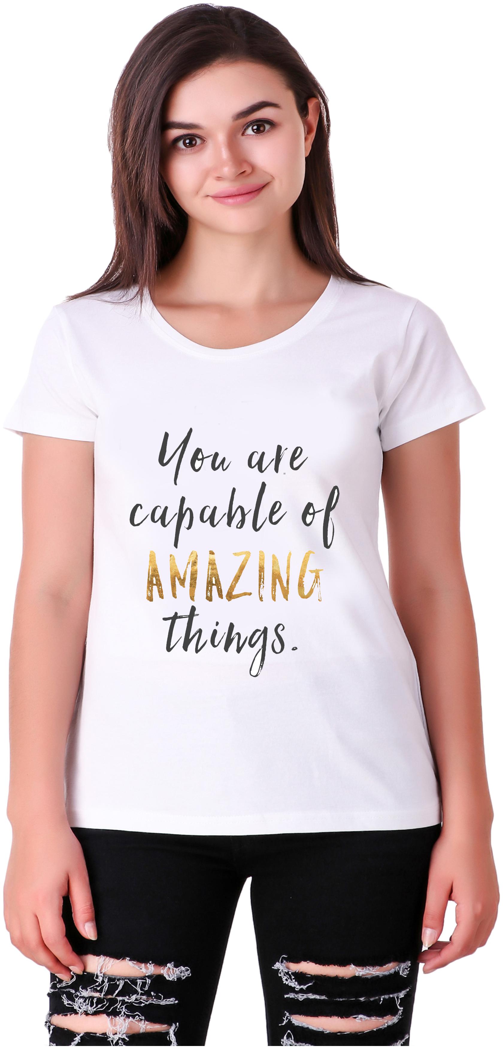 Mekanshi Women White Regular fit Round neck Polyester T shirt 
Mekanshi Women White Regular fit Round neck Polyester T shirt