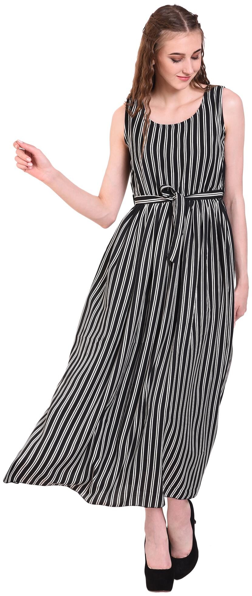 Milky Way Black Striped A-line dress
Milky Way Black Striped A-line dress