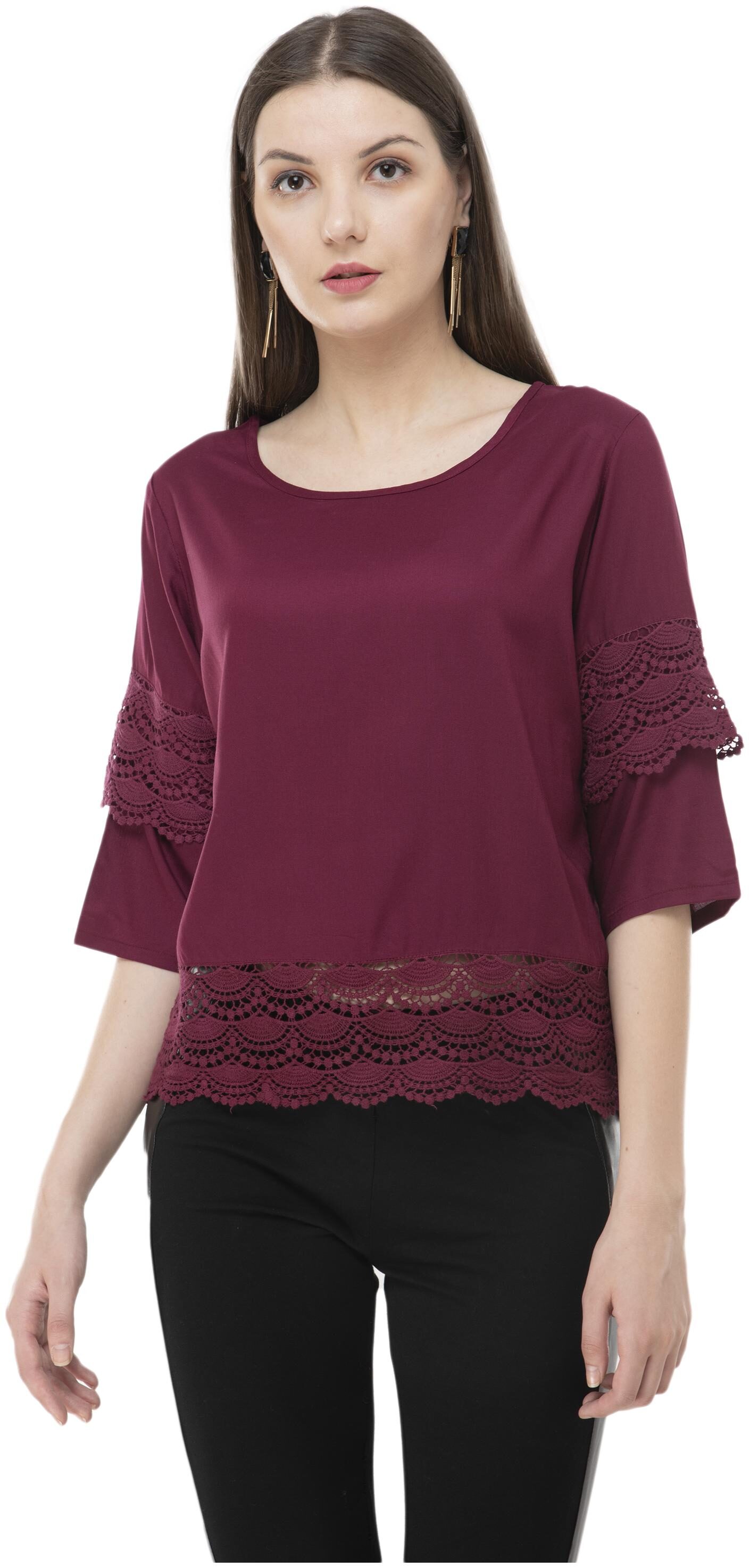 Milky Way Women Solid A-line top - Maroon