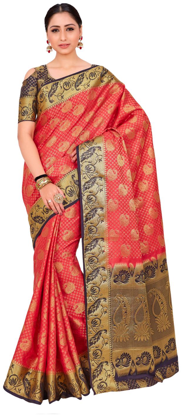 Mimosa By Kupinda Women s Art Silk saree Kanjivaram Style Color Pink (4161-288-2D-STR-NVY)
Mimosa By Kupinda Women s Art Silk saree Kanjivaram Style Color Pink (4161-288-2D-STR-NVY)