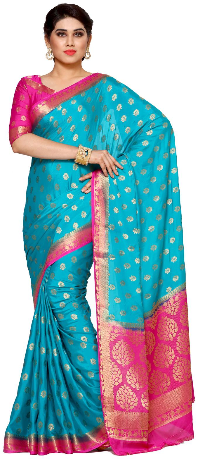 Mimosa By Kupinda Women s Crepe Saree Kanjivaram Style (Latest Designer Sarees Party wear sarees New collection sarees) Color Turquoise Blue (4107-283-2D-SAFF-RNI)
Mimosa By Kupinda Women s Crepe Saree Kanjivaram Style (Latest Designer Sarees Party wear sarees New collection sarees) Color Turquoise Blue (4107-283-2D-SAFF-RNI)