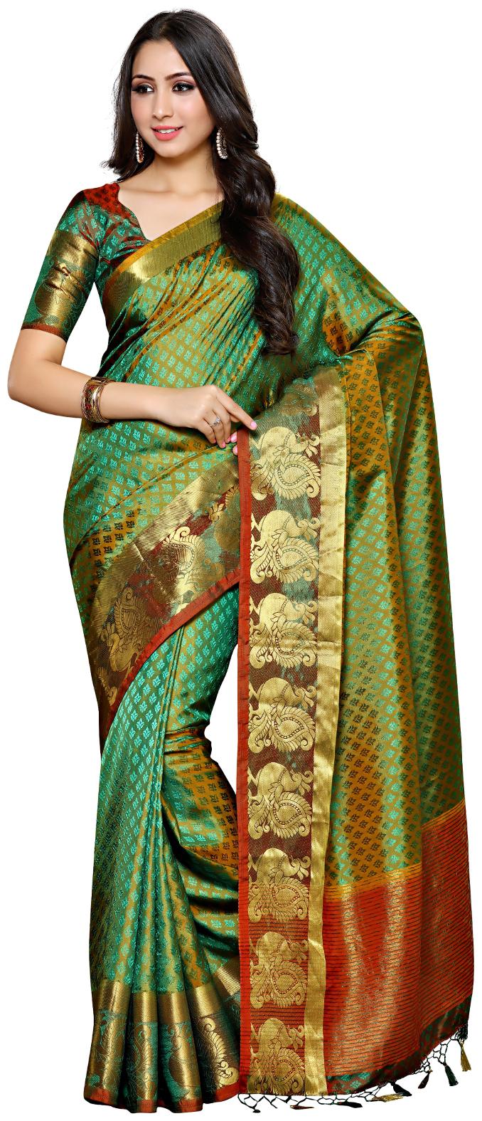 Mimosa By Kupinda Art Silk Saree Kanjivaram Style Color Green (4040-259-GR-2D-GLD-MRN)
Mimosa By Kupinda Art Silk Saree Kanjivaram Style Color Green (4040-259-GR-2D-GLD-MRN)