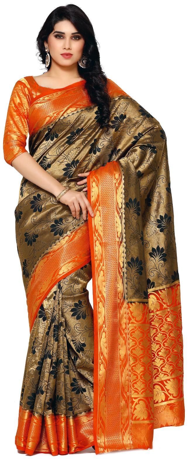 Mimosa By Kupinda Women s Art Silk Saree Kanjivaram Style (Latest Designer Sarees Party wear sarees New collection sarees) Color Black (4120-2152-2D-BLK-ORG)
Mimosa By Kupinda Women s Art Silk Saree Kanjivaram Style (Latest Designer Sarees Party wear sarees New collection sarees) Color Black (4120-2152-2D-BLK-ORG)