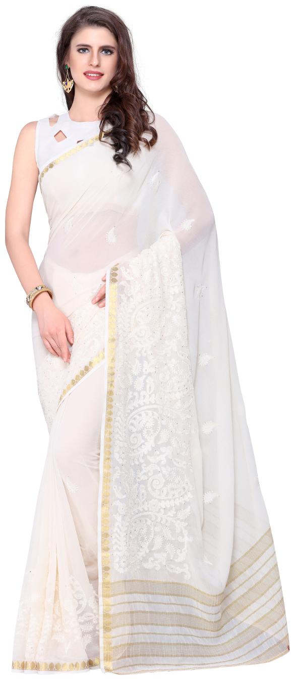 Mimosa White Embroidered Kanchipuram Silk Designer Saree With Blouse Without blouse
Mimosa White Embroidered Kanchipuram Silk Designer Saree With Blouse Without blouse