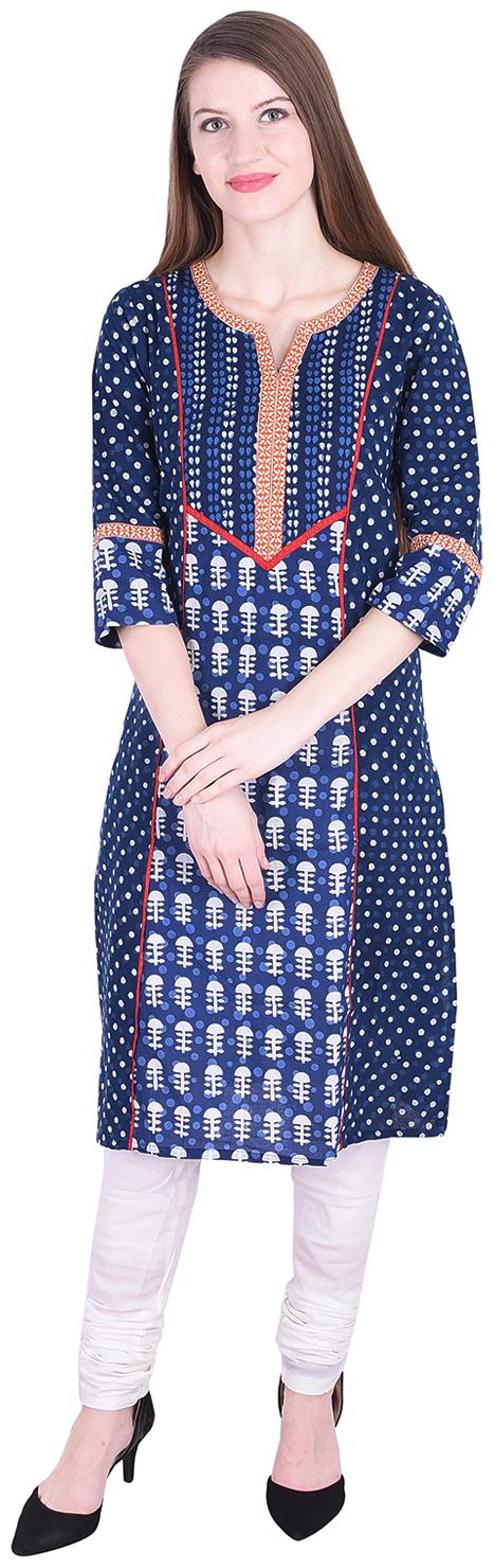 Nascency Cotton Printed V-Neck 3 4 Sleeves Straight Blue White Casual and Party Wear Women Kurti With Churidar
Nascency Cotton Printed V-Neck 3 4 Sleeves Straight Blue White Casual and Party Wear Women Kurti With Churidar