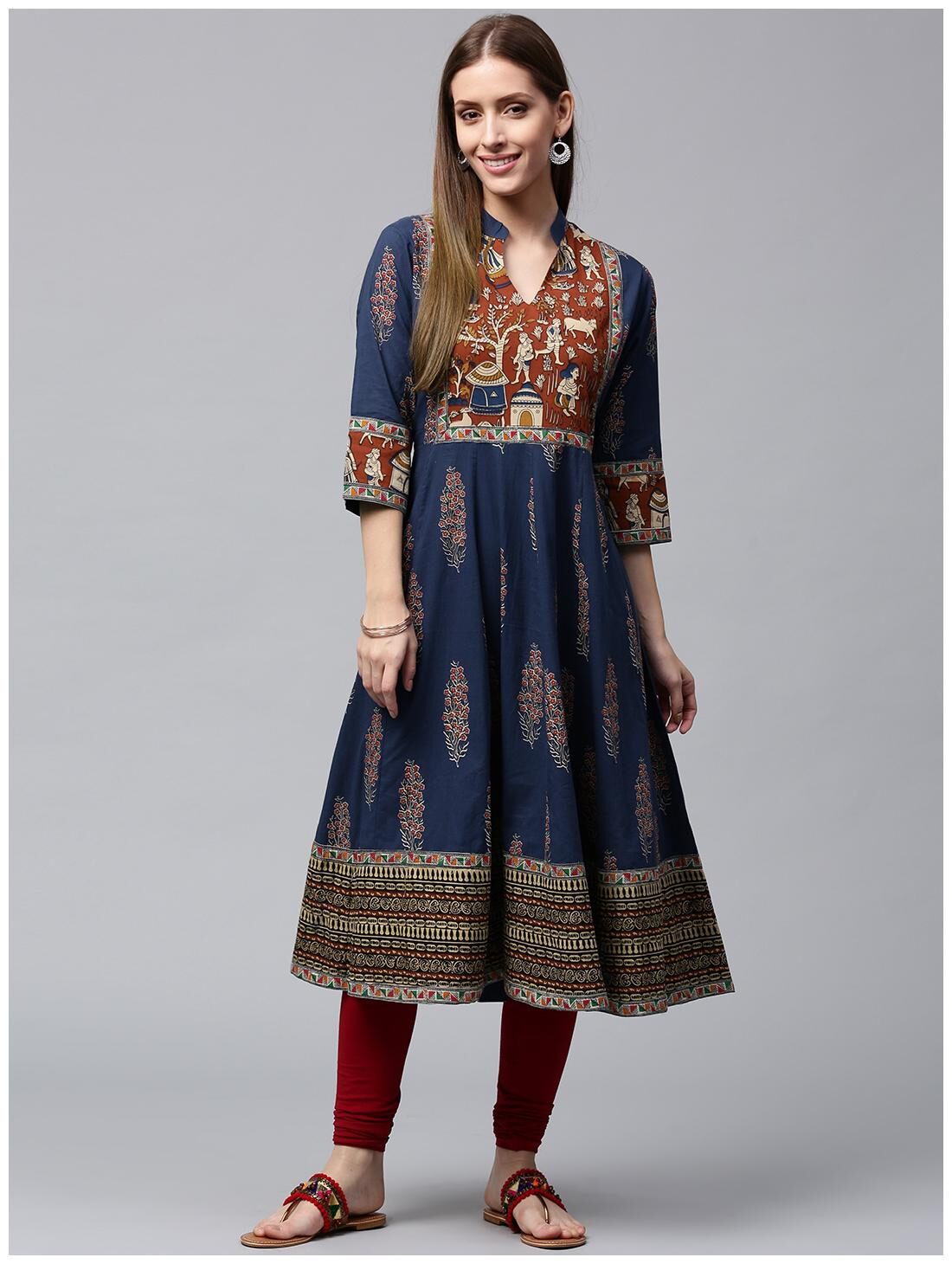 Nayo Women Blue Printed Anarkali Kurta 
Nayo Women Blue Printed Anarkali Kurta