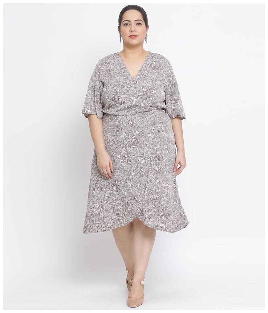 Oxolloxo Grey Floral Wrap dress