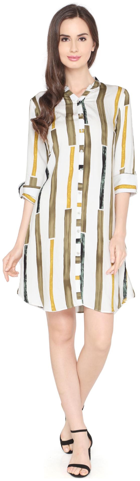 P - Nut Casual Women Printed Regular tunic - Cream