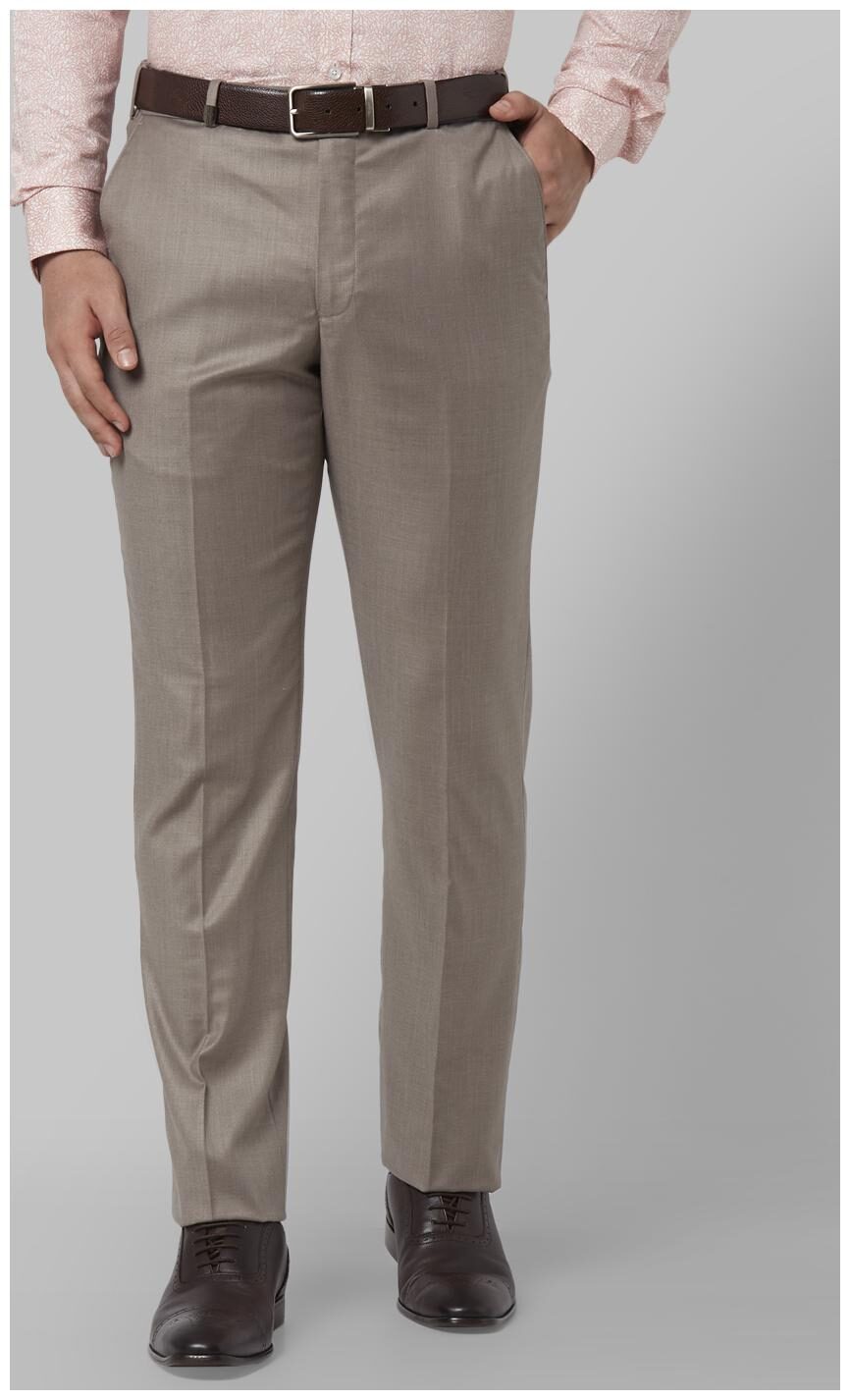 Park Avenue Men Solid Regular Fit Formal Trouser - Beige