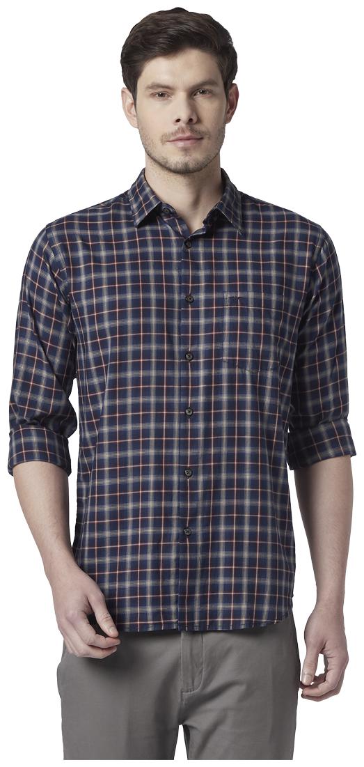 Park Avenue Men Brown Checked Slim Fit Casual Shirt