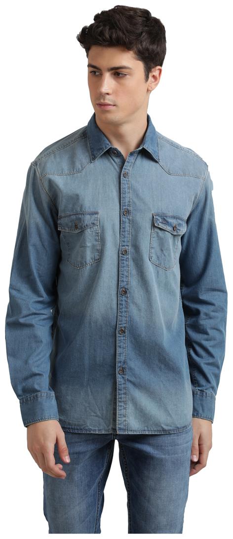 Parx Men Blue Solid Regular Fit Casual Shirt