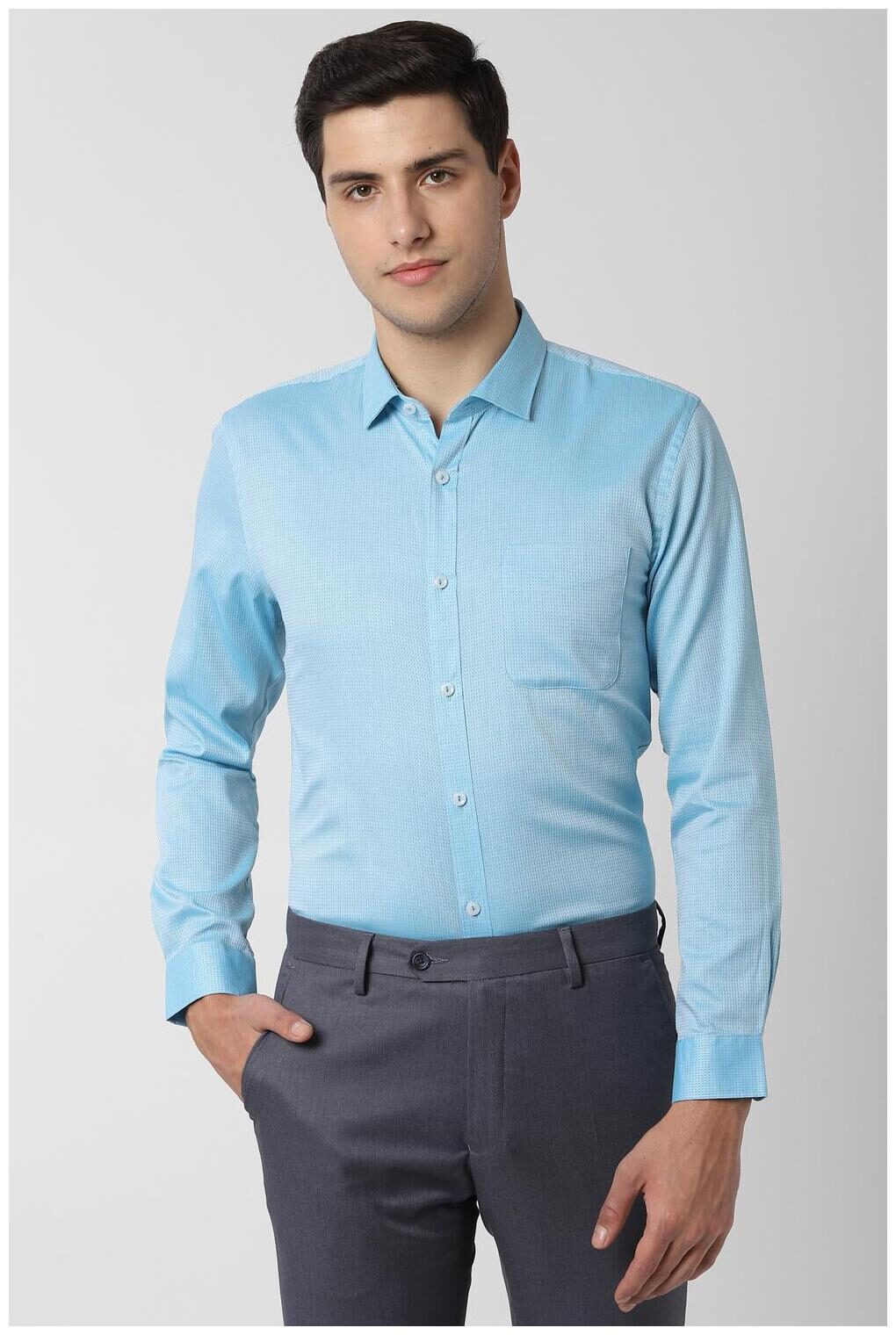 Peter England Men Slim fit Formal Shirt - Blue