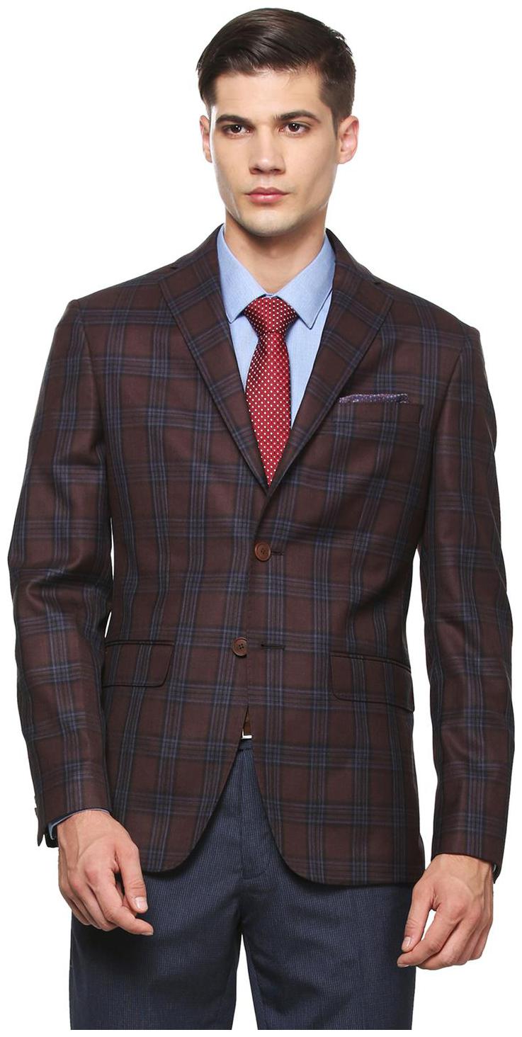 Peter England Men Brown Checked Slim fit Single Breasted Blazer 
Peter England Men Brown Checked Slim fit Single Breasted Blazer