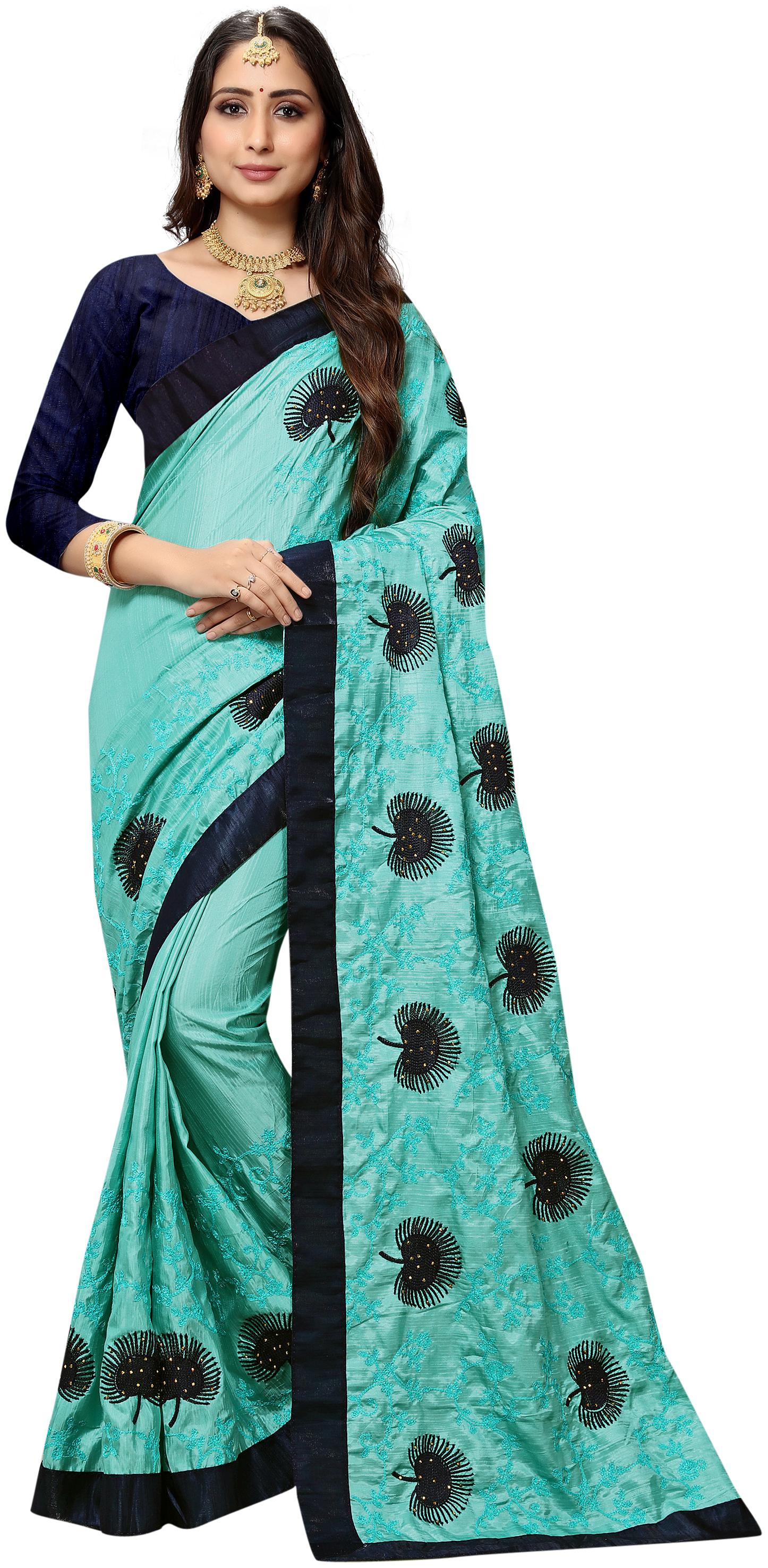 Poonam Textile Womens Blue Silk Embroidered Saree
Poonam Textile Womens Blue Silk Embroidered Saree