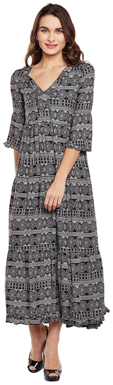 Oxolloxo Grey Floral A-line dress