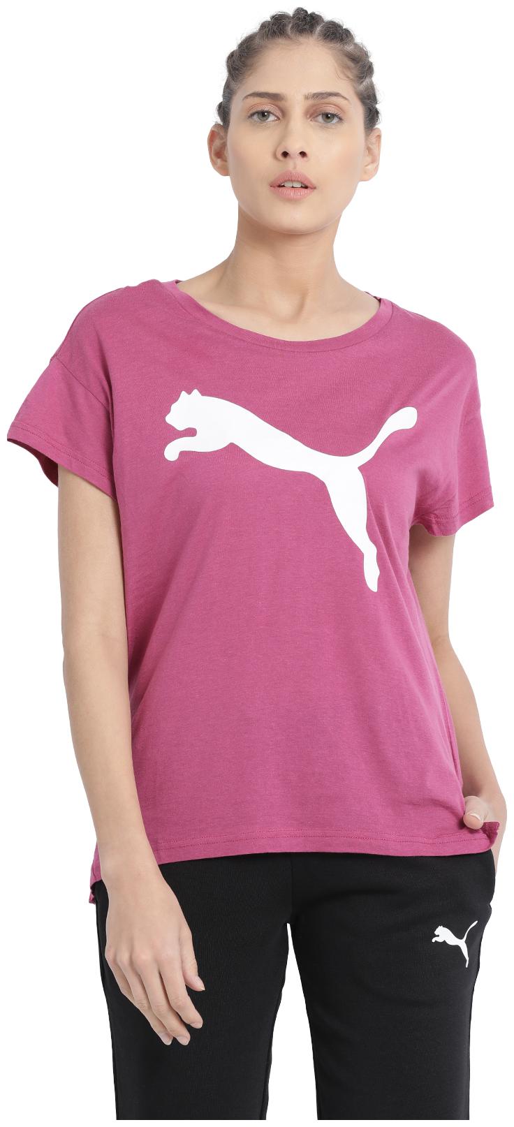 Puma Women Pink Regular fit Round neck Cotton T shirt