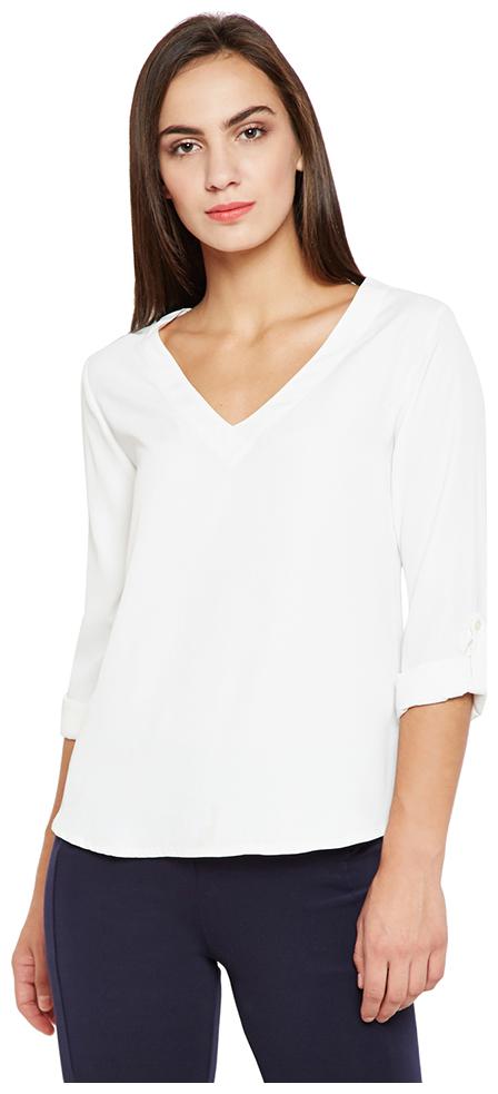OXOLLOXO Women Solid A-line top - White