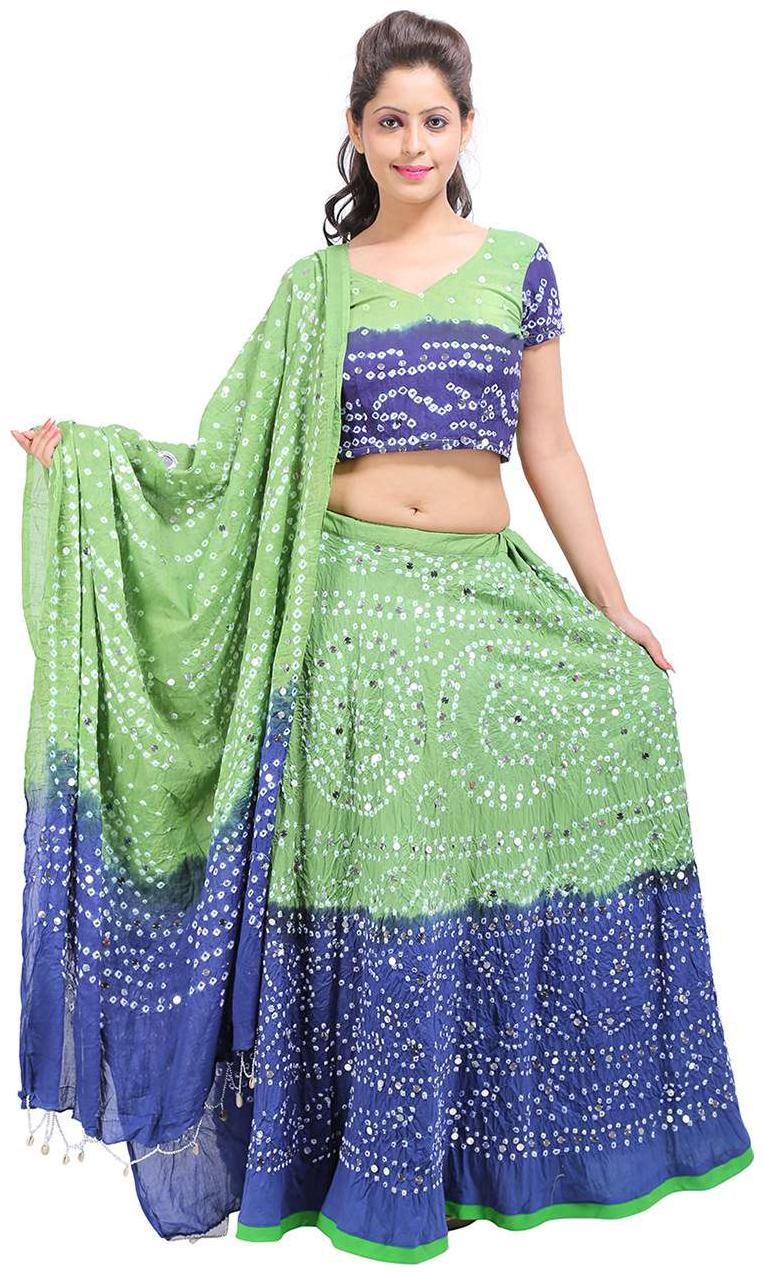 Rajasthani Bandhaj Tie dye Cotton Semi-Stitched Green Free Size Casual Women Lehenga Choli Set by Rajrang
Rajasthani Bandhaj Tie dye Cotton Semi-Stitched Green Free Size Casual Women Lehenga Choli Set by Rajrang