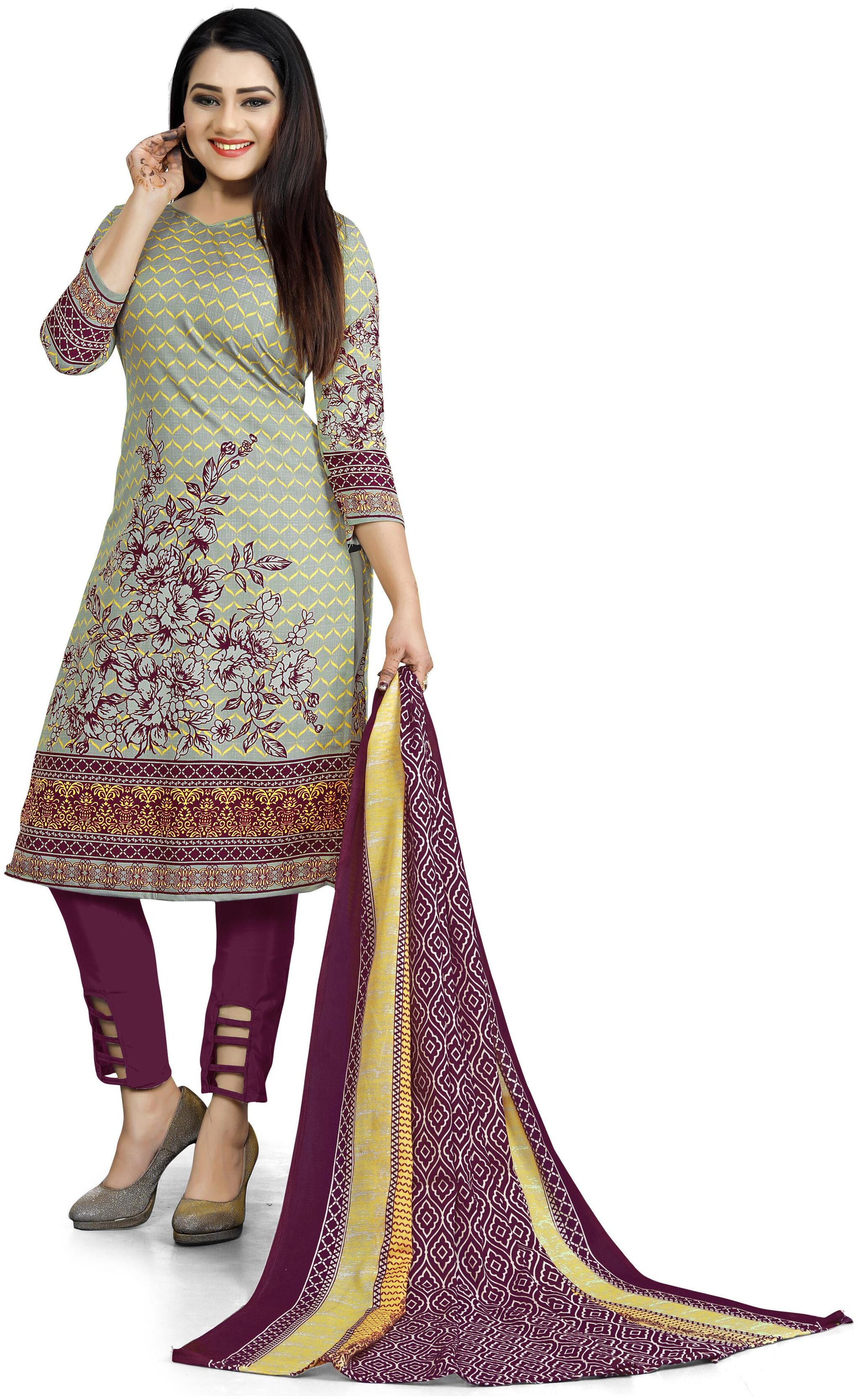 Rajnandini Grey Unstitched Kurta with bottom dupatta With dupatta Dress Material 
Rajnandini Grey Unstitched Kurta with bottom dupatta With dupatta Dress Material
