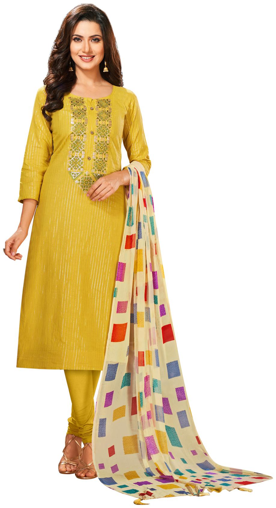 Rajnandini Yellow Unstitched Kurta with bottom dupatta With dupatta Dress Material
Rajnandini Yellow Unstitched Kurta with bottom dupatta With dupatta Dress Material