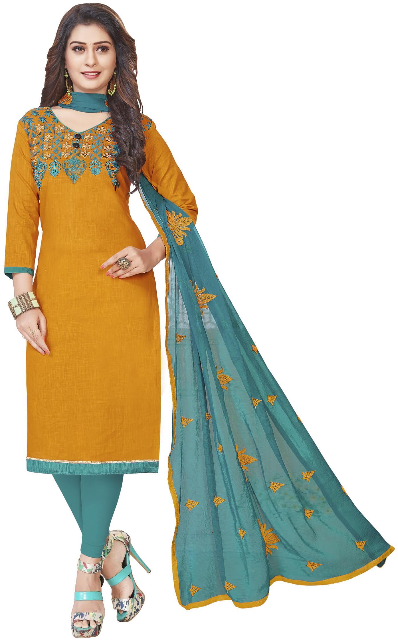 Rajnandini Yellow Unstitched Kurta with bottom dupatta With dupatta Dress Material
Rajnandini Yellow Unstitched Kurta with bottom dupatta With dupatta Dress Material