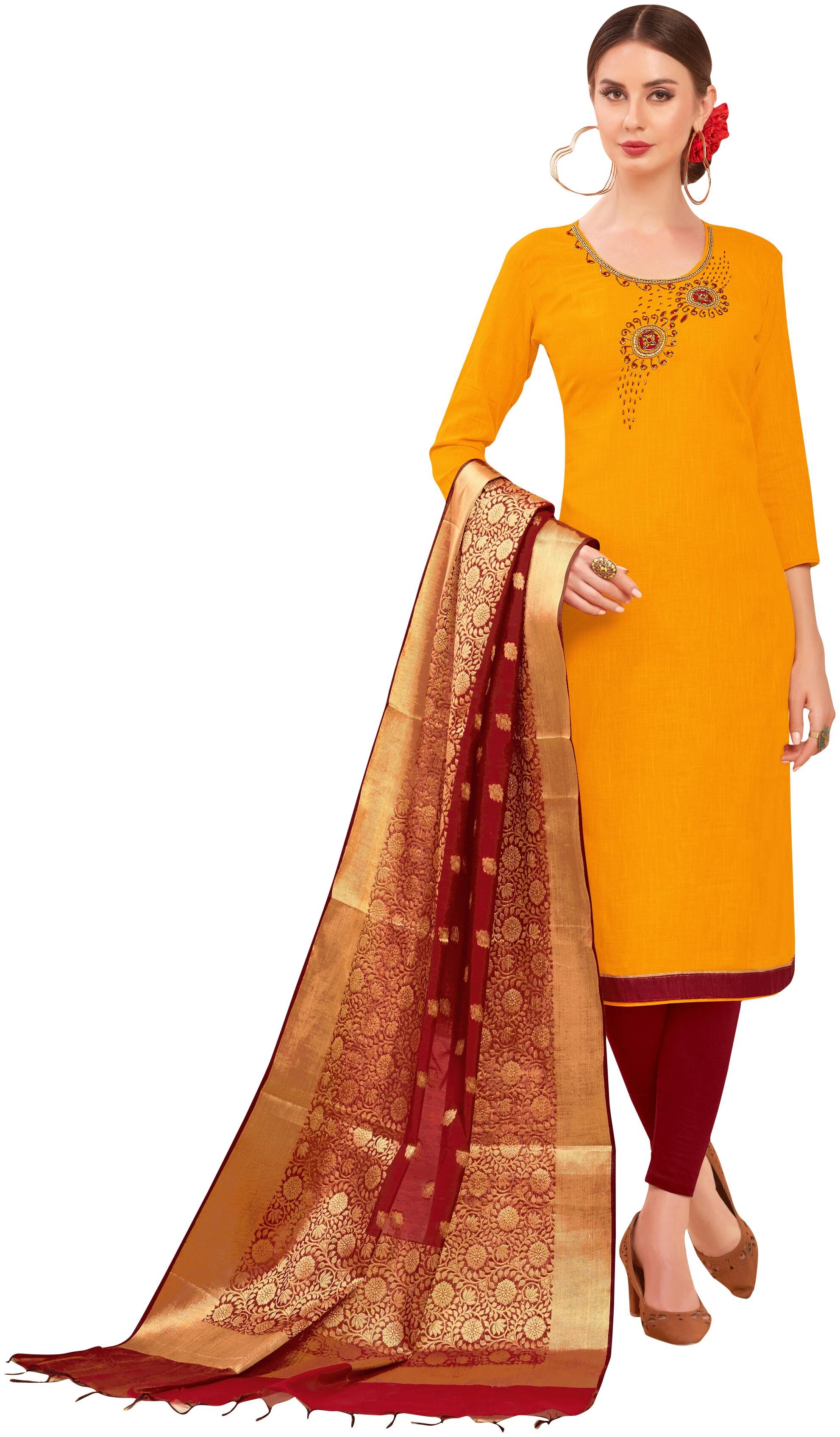 Rajnandini Yellow Unstitched Kurta with bottom dupatta With dupatta Dress Material
Rajnandini Yellow Unstitched Kurta with bottom dupatta With dupatta Dress Material
