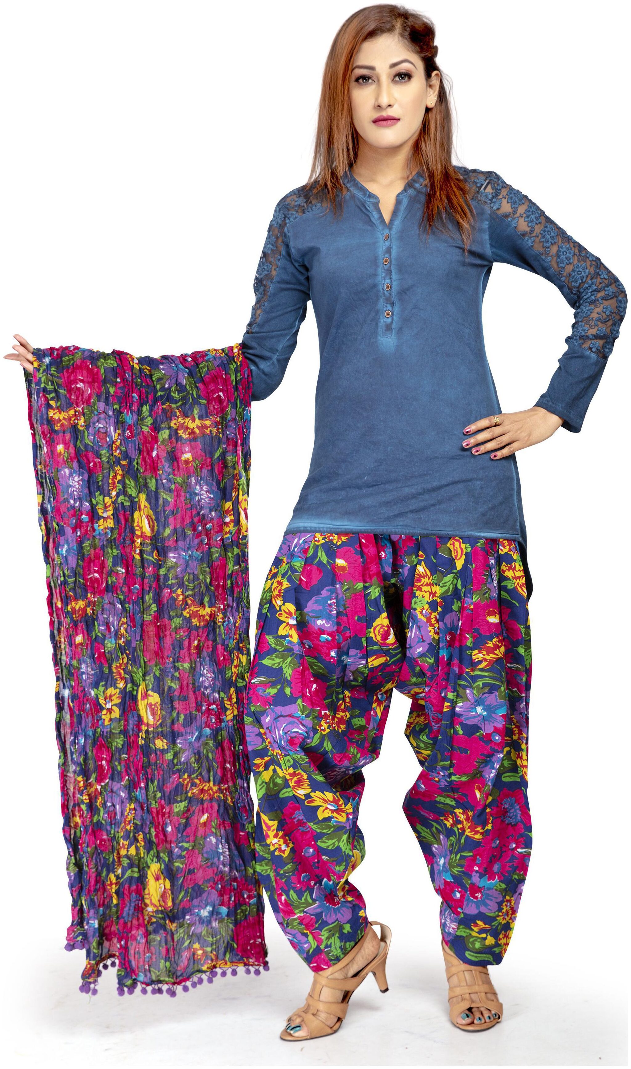 Rama Cotton Patiala - Blue