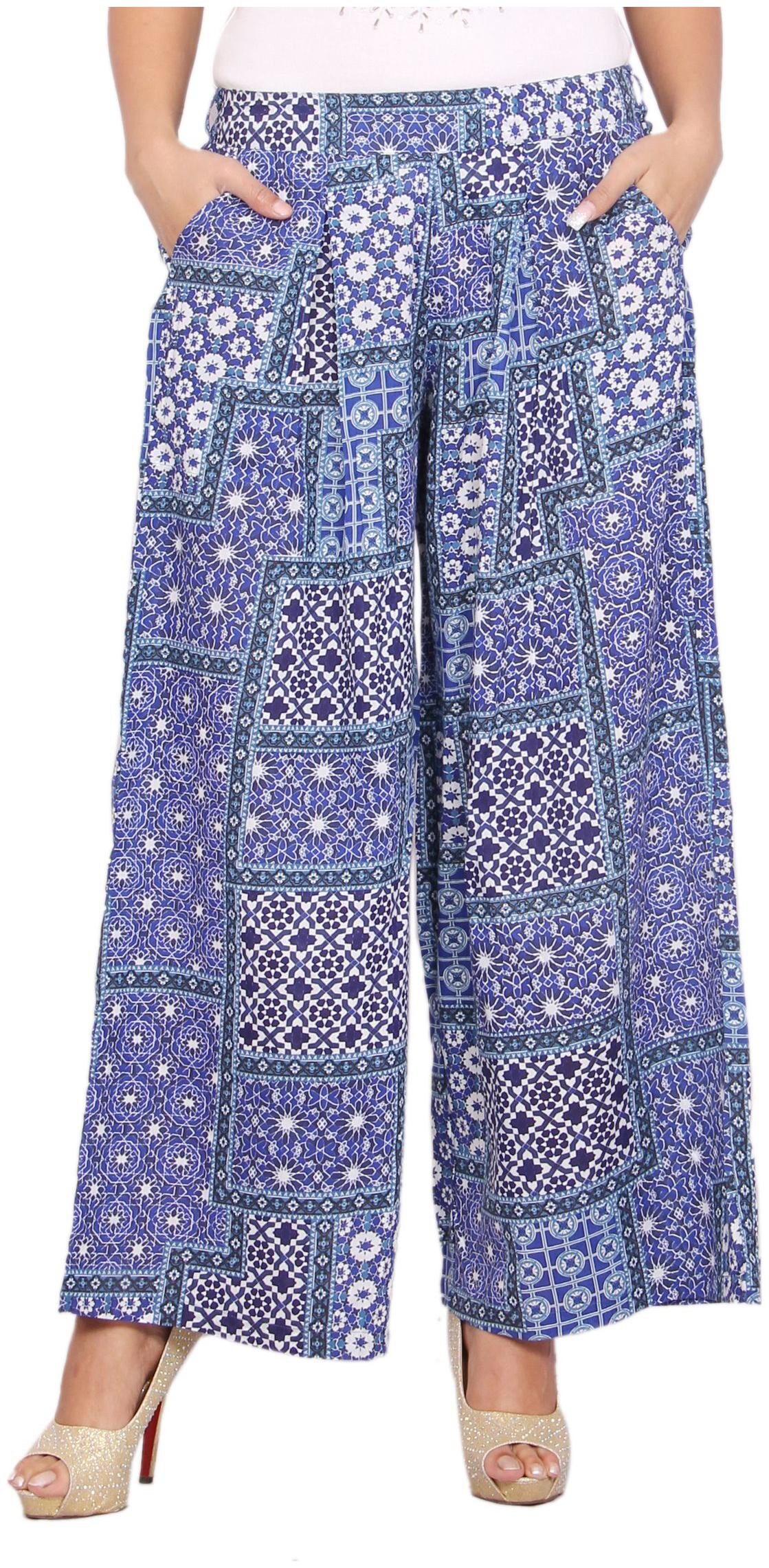 Rama Blue Printed Flared Palazzo