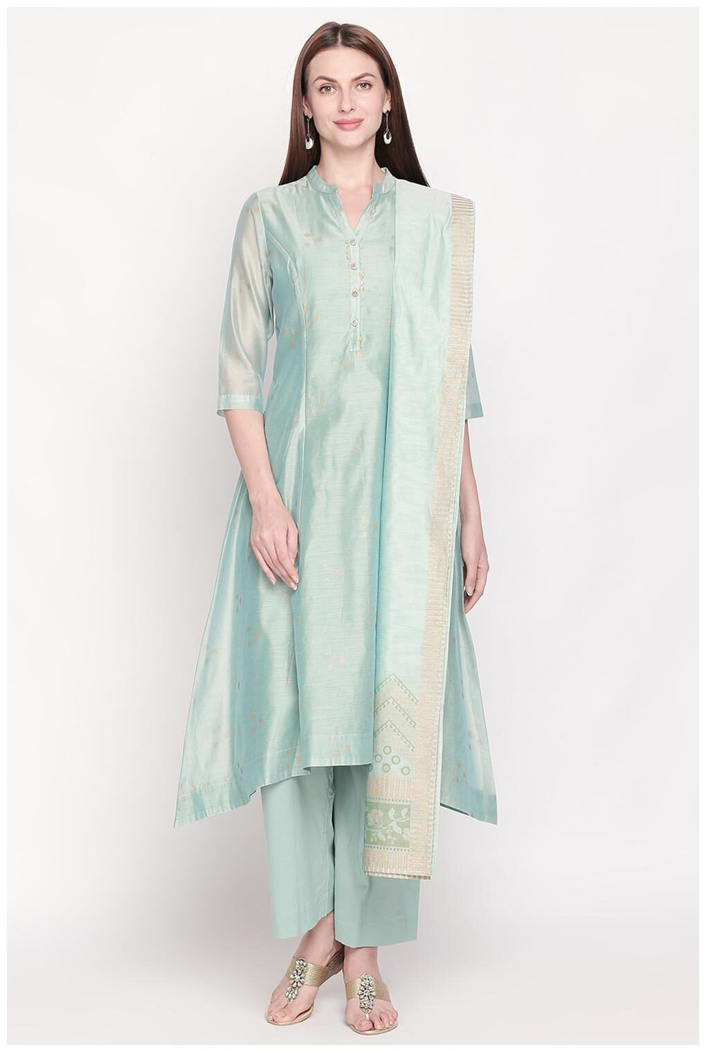 Rangmanch By Pantaloons Women Blue Polka Dots Straight Kurta With Palazzo And Dupatta
Rangmanch By Pantaloons Women Blue Polka Dots Straight Kurta With Palazzo And Dupatta