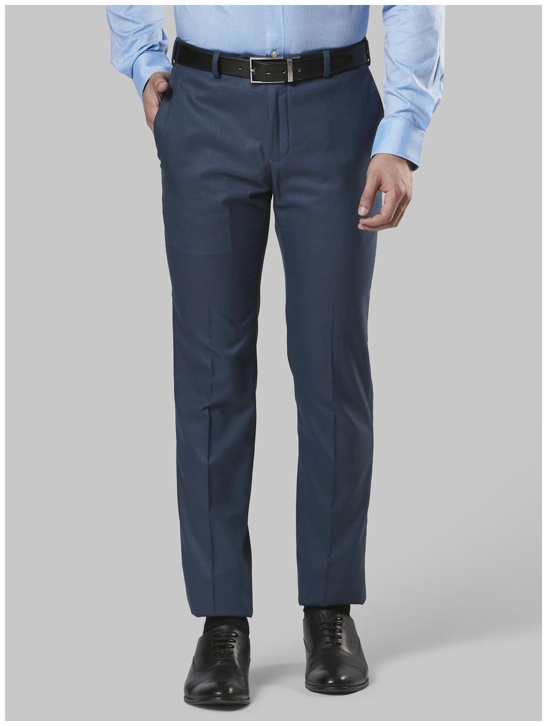 Raymond Men Solid Slim Fit Formal Trouser - Blue