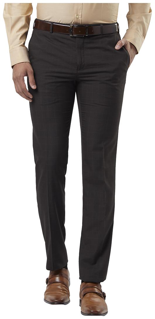 Raymond Men Solid Slim Fit Formal Trouser - Black