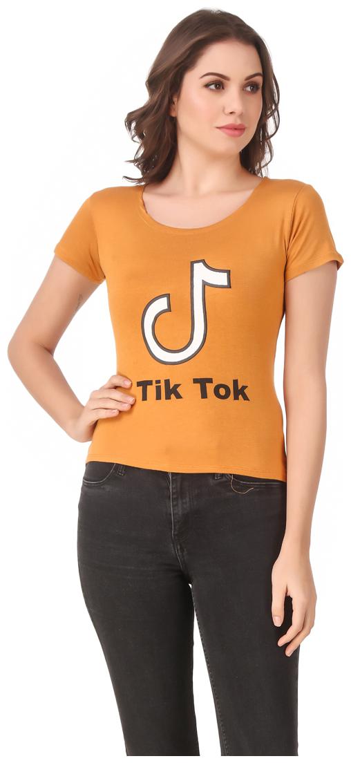 Red Vee Lycra Printed Half Sleeves Yellow Color T-Shirt for Women 
Red Vee Lycra Printed Half Sleeves Yellow Color T-Shirt for Women