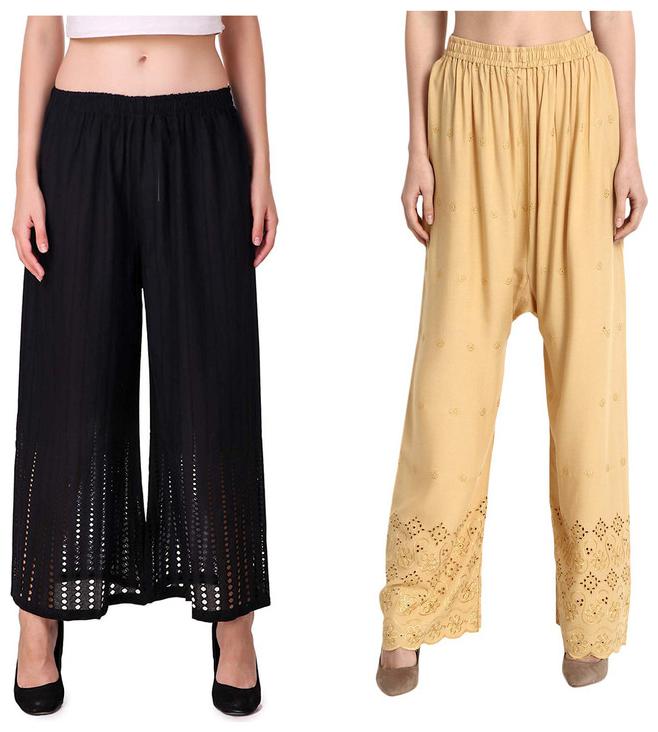 RZLECORT Beige Black Embroidered Straight Palazzo
RZLECORT Beige Black Embroidered Straight Palazzo