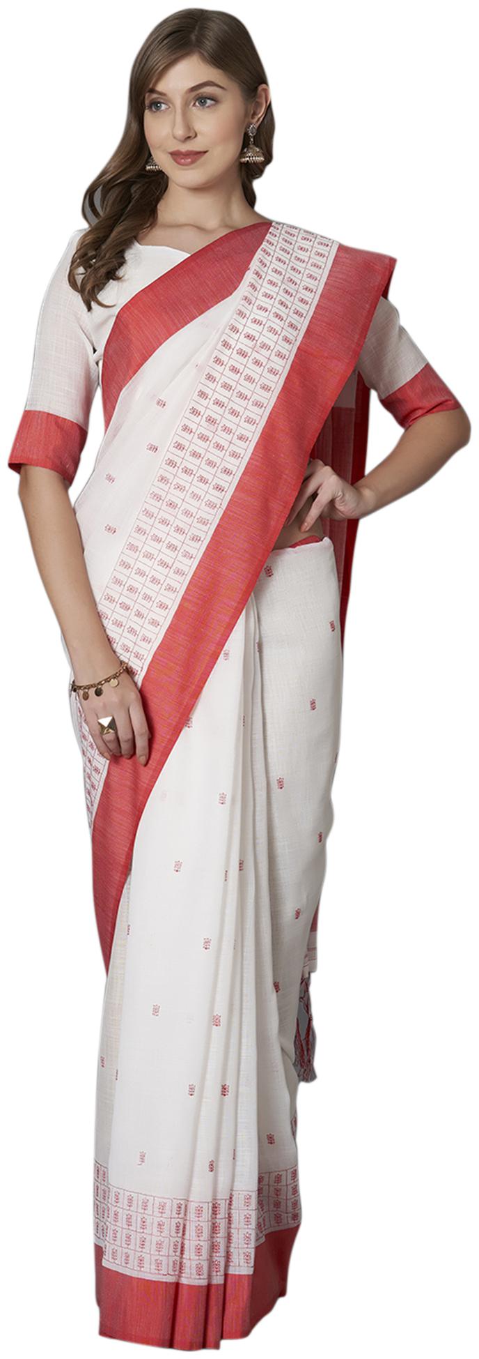 Saree Mall White Festive Wear Linen Blend Pooja Saree Saree With Unstitched Blouse
Saree Mall White Festive Wear Linen Blend Pooja Saree Saree With Unstitched Blouse