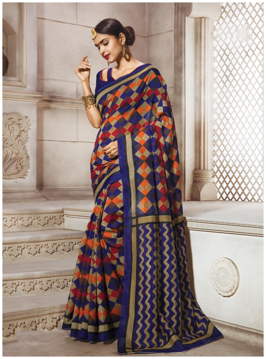 Sareemall Navy Blue Casual Bhagalpuri Silk Block print Saree With Unstitched Blouse
Sareemall Navy Blue Casual Bhagalpuri Silk Block print Saree With Unstitched Blouse