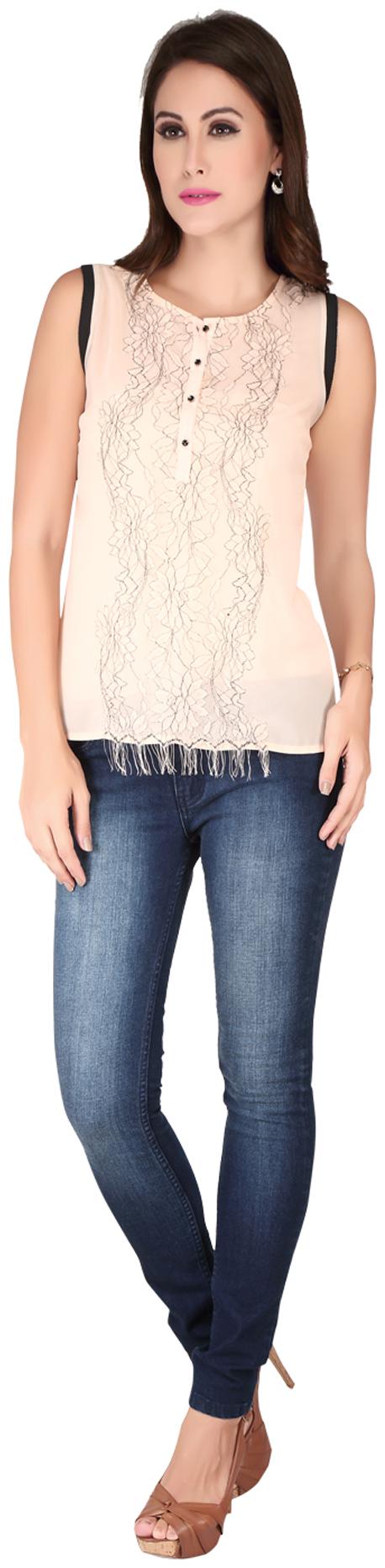 SOIE Beige Georgette Top
