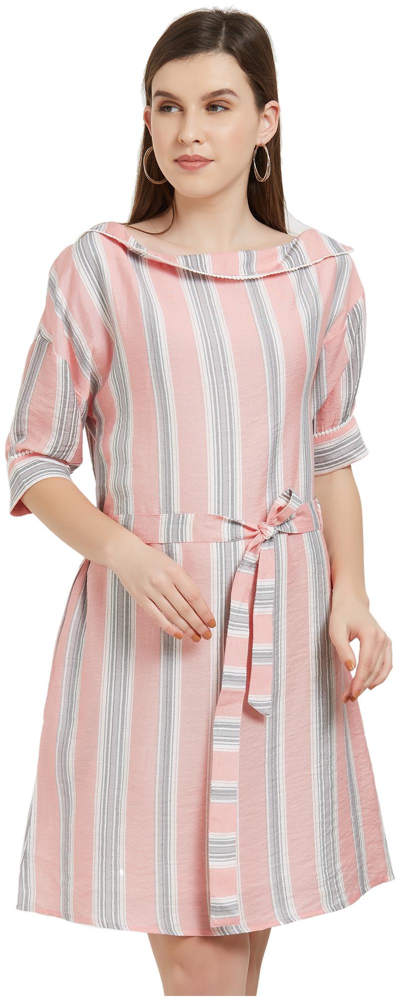 Soie Multi Striped A-line dress