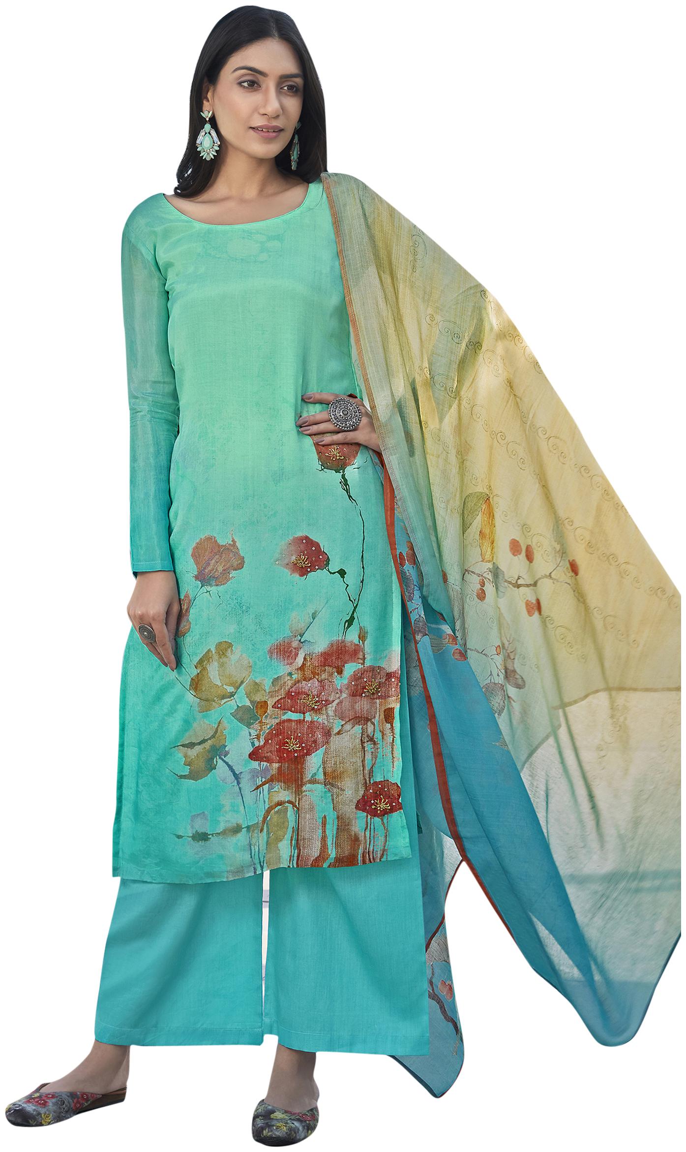 Stylee Lifestyle Turquoise Unstitched Kurta with bottom dupatta With dupatta Dress Material
Stylee Lifestyle Turquoise Unstitched Kurta with bottom dupatta With dupatta Dress Material