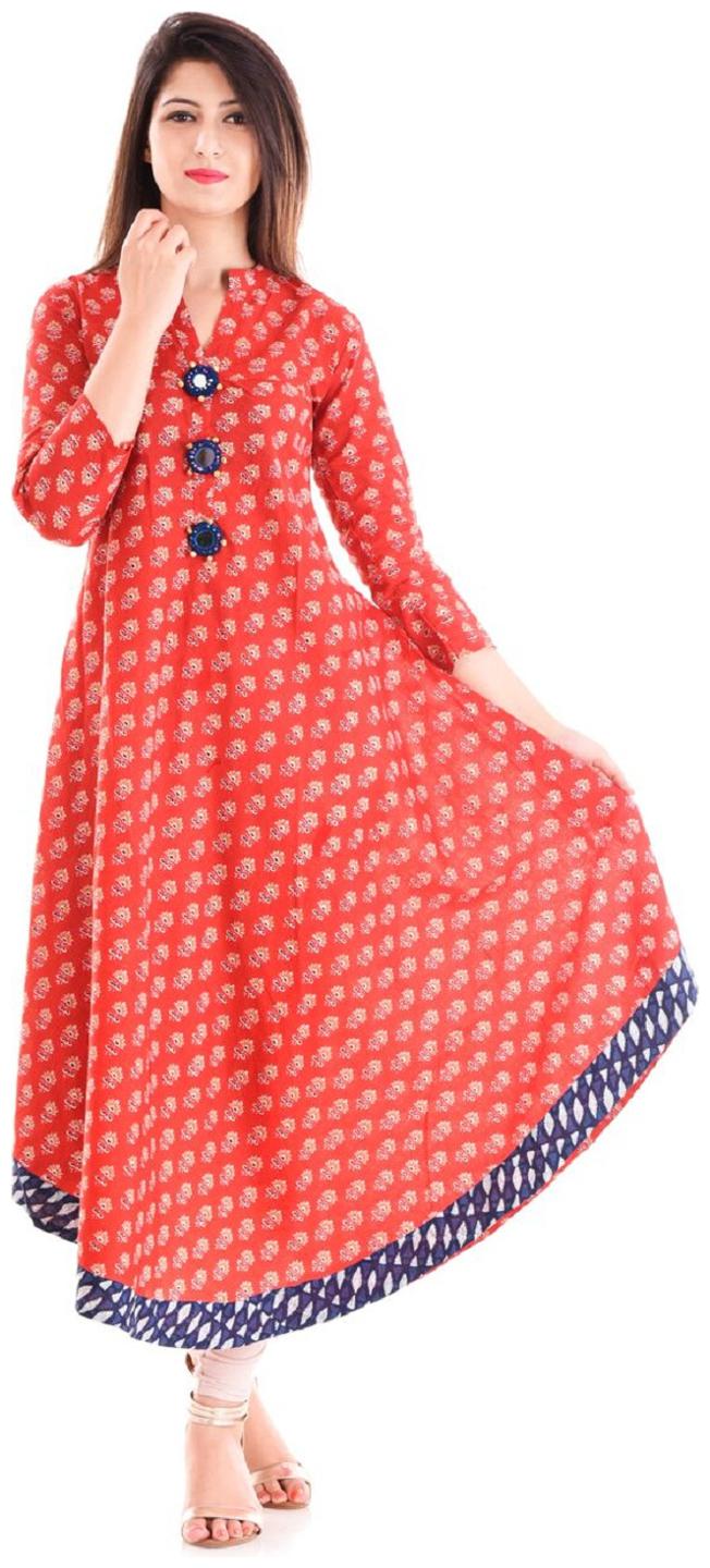 Stylum Women Red Printed Anarkali Kurta