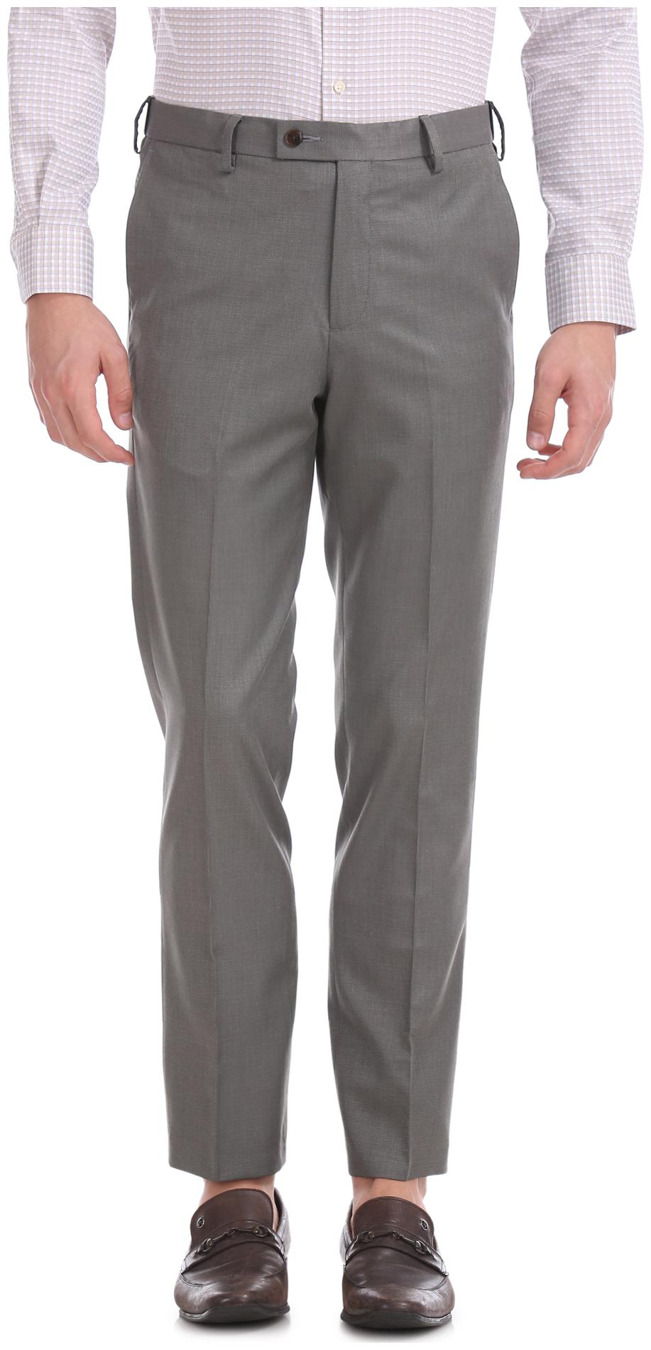 Arrow Men Solid Tapered Fit Formal Trouser - Grey
