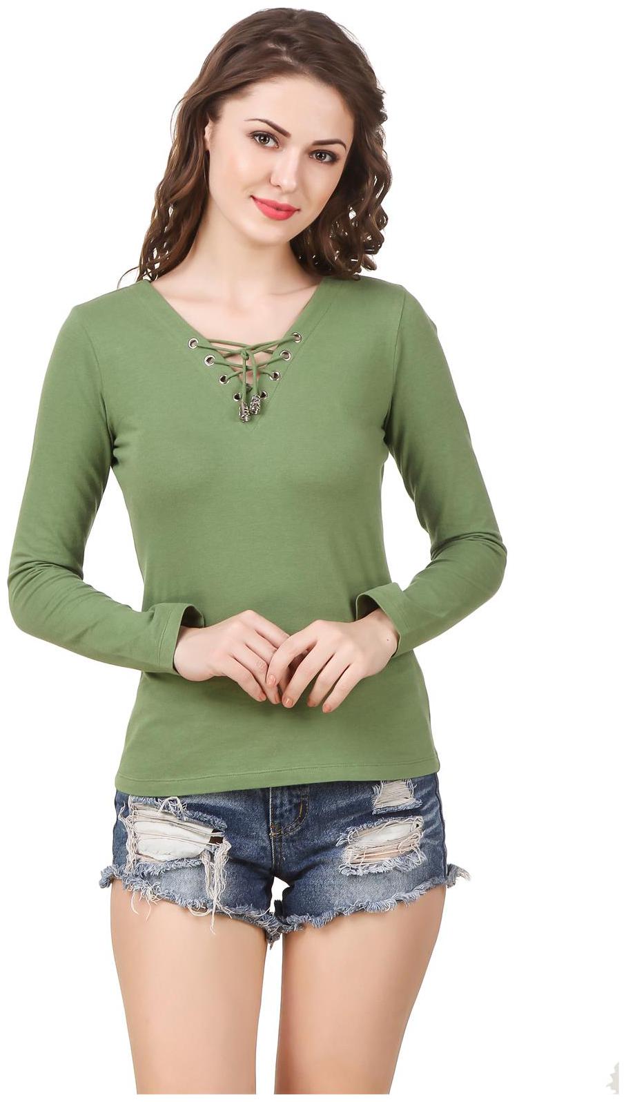 Texco Women Solid Regular top - Green 
Texco Women Solid Regular top - Green