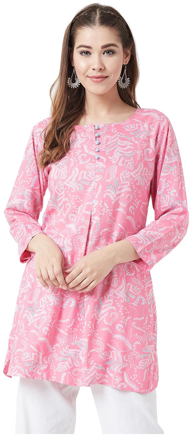 Tissu Women Pink Floral Straight Kurti 
Tissu Women Pink Floral Straight Kurti
